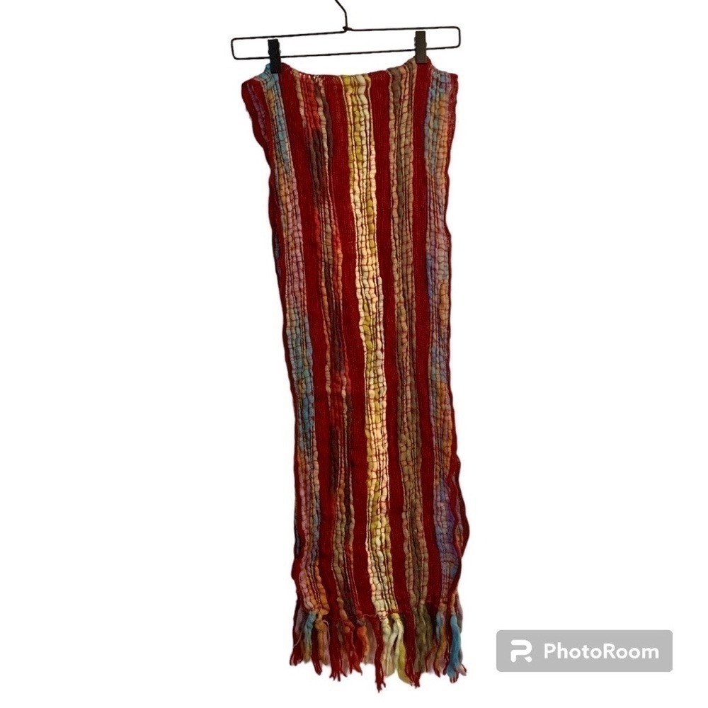 🧣 Fun & Colorful Boho Scarf, Red-Blue-Yellow, Used 🕶 - Picture 4 of 5